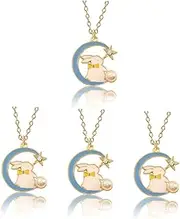 SAFIGLE Necklaces for Girls Kids 4pcs Necklace Kids Kids Decor Moon Decorations Toddler Jewelry Play Jewelry for Little Girls Age 3 Jewelry Neck Chain for Friends Girls Play Jewelry Neck Decoration