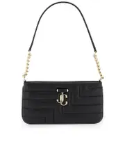 Jimmy Choo Quilted Leather Shoulder Bag With Gold Metal Monogram