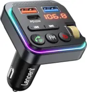 Bluetooth 5.0 FM Transmitter for Car, [PD 20W + QC 3.0] Cigarette Lighter Charge
