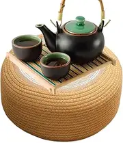 Rattan Ottoman, Waterproof Outdoor Seating, Tatami Floor Cushion, Patio Furniture, 19.69 inches, Ideal for Home, Garden, Coastal Living, Porch, Exterior Deck, Poolside Relaxation