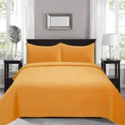 J. Elliot Merida Velvet Quilted Coverlet With 2 Pillowcases 240x260cm Mustard