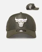 [New Era] New Era Chicago Bulls 'Polychromatic Mesh' 9forty A-frame Snapback New Olive - Size ONE ONE New Olive