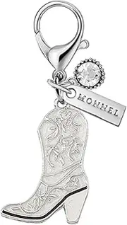 [Monnel] MC551 Little Cowboy Boot Lobster Clasp Charm for Women with Velvet Bag (White,1 Piece)