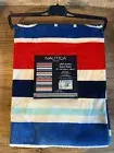 Nautica Beach Pool Towel 100% Cotton Logo 35x66 Navy, Blue, Red & White Striped