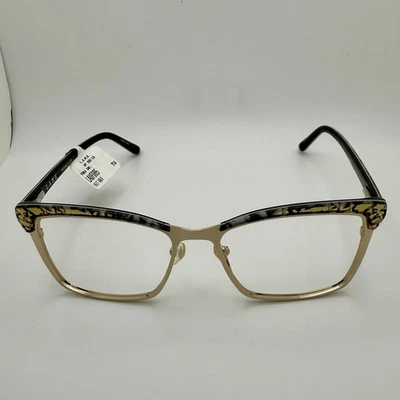 L.A.M.B. LAUF085 B:40 Designer Eyeglass Frames Only 55-17-145 Gold/Black w/Tags