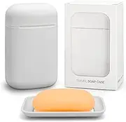 AIMAIAIMAI Minimalist Travel Soap Case with Removable Draining Tray, Enhanced Leak-Proof Travel Soap Container with Silicone Seal, Compact Portable Travel Soap Dish, Gray, 1 Pack
