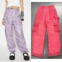 在飛比找ETMall東森購物網優惠-美碼粉色理石紋理歐根紗工裝褲