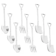 9 Pieces Shovel Spoon Fork Shovel Coffee Spoon Shovel Handle Dessert Spoon1329