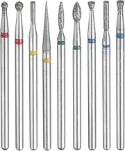 sourcing map 9pcs Diamond Grinding Bit Set 1.35/1.6/1.8/2/2.1/2.3/2.5mm 2.35mm Shank Stone Sanding Drill Bits Rotary Tool for Ceramic Glass Nails Grinding Polishing