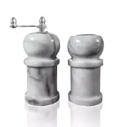 Set Of Cooking Salt and Pepper Marble White Italian Marble Salt And Pepper 13cm