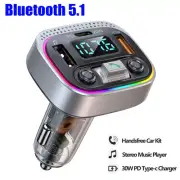 Bluetooth 5.1 Car Wireless FM Transmitter Adapter USB PD Charger AUX Hands-Free