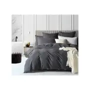 Gioia Casa Vintage Washed Cotton Queen Bed Quilt Cover Set - Charcoal