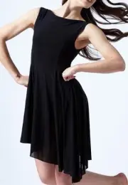 Move Dance Pandora Asymmetric Medium Black Lyrical Dance Dress Built In Leotard