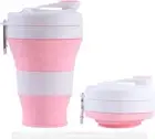 600 Ml Collapsible Cup with Lid & Straw, 20.3 Oz Foldable Coffee Mug, Leak-Proo