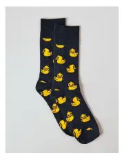 [Kenji] Rubber Ducky Cotton Sock in Smoky Blue Marle