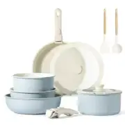 11pcs Pots and Pans Set, Nonstick Cookware Set Detachable Handle, Induction