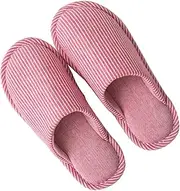 Holibanna Comfortable Women's Men's Household Slippers Anti-slip Home Slides Striped Pattern Slipper Set