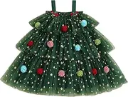 [Chloefairy] Toddler Baby Girl Christmas Dress Star Sequin Layered Tutu Tulle Dress Girls Cake Smash Xmas Tree Dresses