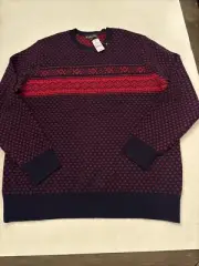 Brooks Brothers Merino Wool Fair Isle Pullover Sweater Men’s XXL Red & Blue NWT