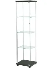 [Stacked] Glass Display Storage Cabinet 164cm With 4 Tier in Black