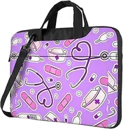 Nurse Pattern Purple Print Laptop Bag For Men And Women â€“ Stylish And Practical Messenger Laptop Shoulder Bag