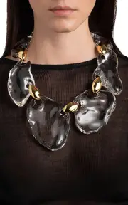[Alexis Bittar] 14K Gold-Plated Lucite Pebble Necklace