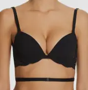 $121 Simone Perele Women's Black Eden Multiway Deep Plunge Backless Bra Size 2