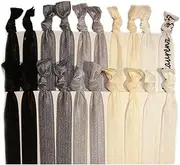 Hair Ties Ponytail Holders - 20 Pack - Black Ombre No Crease Ouchless Elastic Styling Accessories Pony Tail Holder Ribbon Bands - By Kenz Laurenz