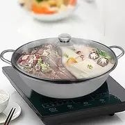 Toque Stainless Steel Twin Mandarin Duck Hot Pot Induction Cookware with Lid, Hot Pot Divider, Hotpot Divided for Induction Cooker, Gas Furnace, Electric Furnace, Ceramic Hob(36cm)