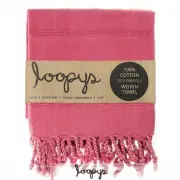 Loopys Crimsom Pink Premium Stonewash Turkish Towel Bath Hammam Spa Cotton Throw