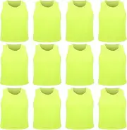 12Pcs Football Bibs for Kids,Breathable Children Scrimmage Training Vests,Football Training Bibs Team Game Jersey Netball Bibs for Children Fluorescent Green Size