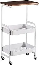 Storage Rack Slim Storage Cart Multipurpose Waterproof Multipurpose Rustproof Modern Rolling Cart Household Multi-Layer Trolley on Wheels(White)