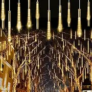 MAOYUE Meteor Shower Lights, 16 Tubes 640 LED Icicle Lights Outdoor Christmas Decorations, Waterproof Cascading Lights for Wedding Christmas Tree Decoration(Warm White)