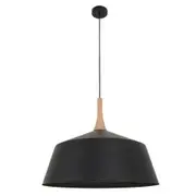 CLA Nordic Metal & Oak 560mm Large Pendant Light - Black
