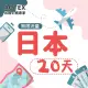 【AOTEX】20天日本上網卡高速4G網速無限流量(手機SIM卡網路卡預付卡吃到飽不降速)