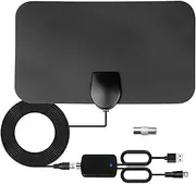 TV Digital Aerial Indoor 120+ Miles Long Range,4K 1080P Freeview HD TV Antenna Reception TV Aerials Signal Booster and 2.95m Coax Cable Included Suitable for Local Home Channels Support