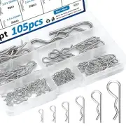 105 Pcs Cotter Pins Assortment Kit Hair Pin R Clips Retaining Pins for Trucks