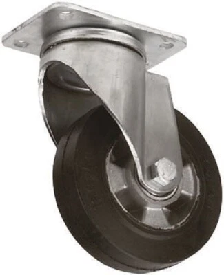 RS Pro HEAVY DUTY SWIVEL CASTOR 200mm 145x110mm 460kg Aluminium Hub,Rubber Tyre