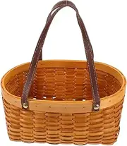 CIMAXIC Pastoral Style Woven Basket with Sturdy Handle Hand Made Fruit and Vegetable Storage Basket for Daily Use for Home Decoration and Multi Use Sundries Organization