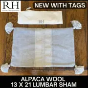 New w Tags Restoration Hardware Fog Pom Alpaca Wool Lumbar Pillow Sham 13 x 21