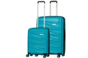 Delphin Wave Hardside 2 Piece Spinner Suitcase Set Large & Cabin Turchese Blue