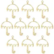 20Pcs Umbrella Shaped Alloy Open Back Bezel Pendants Resin Frame, Gold Tone