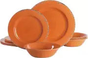 Mauna Orange Melamine Dinnerware Set, Service for 4 (12Pc)