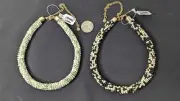 New Beaded Chocker Necklaces Handmade Set of 2 Black & White Green & White