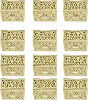 12PCS Clear Hollow Candy Boxes Plastic Candy Case Containers for Wedding Bridal Shower Supplies(Golden Square)