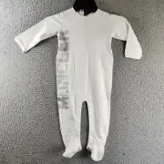 MONCLER Silver Side Logo Crewneck Jumpsuit Baby Boys 12/18 White