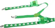 [Yardenfun] Adjustable Patrick's Day Party Favors Men's Elastic Suspenders Irish Drinking Cup Green