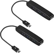 AuviPal 3-Port Micro USB OTG Hub Adapter (3 USB Ports + Power Port) for Fire Stick 4K, PlayStation Classic, Raspberry Pi Zero, Sega Genesis Mini, S/NES Classic Mini and More - 2 Pack