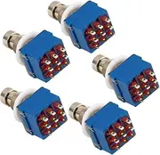 E Support 3PDT 9 Pins Box Stomp Guitar Effect Pedal Foot Switch True Bypass Metal Pack of 5
