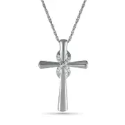 Natural Diamond Accent Infinity Cross Pendant in Sterling Silver